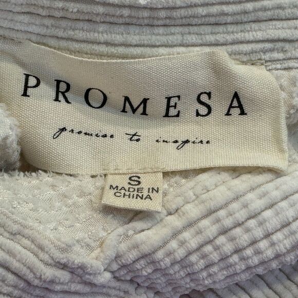 Promesa Corduroy Shacket Shirt Jacket Small Off White Long Sleeve Button Front - Picture 7 of 9